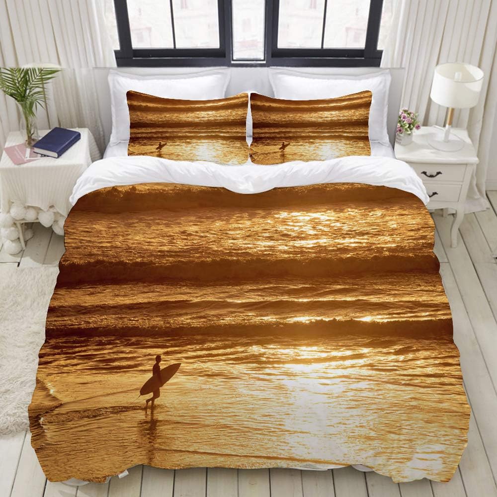 SIONOLY Ropa de Cama,Surfista Puesta Sol navegar Oceano Tarde Caminar