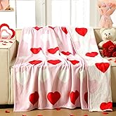 Tingjoo Valentine's Day Throw Blanket Gift Double Sided Pink Heart Fuzzy Blanket Romantic Love Cozy Soft Flannel Decor for Mom Couple Girlfriend Home Bed Sofa Couch Chair, 60 x 50 Inch