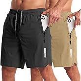 CANGHPGIN 2 Pack Mens Workout Athletic Shorts 7 inch Inseam Quick Dry Hiking Shorts Men Lightweight Sports Gym Shorts Running