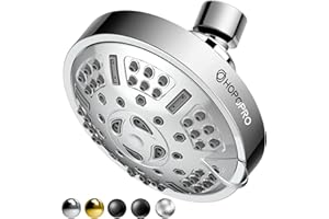 HOPOPRO Upgraded 9 Settings High Pressure Shower Head, NBC News Recommended Brand Fixed Showerhead Adjustable Bathroom Showerhead Multi-functional Rainfall Showerhead for Low Water Flow (Chrome)