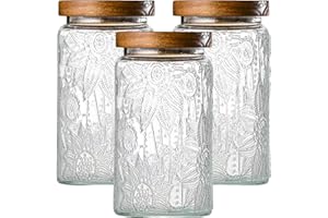 Adodeen 3-Pack 32oz Vintage Glass Jar With Lid, Glass Storage Containers, Airtight Kitchen Storage Containers For Sugar, Coff