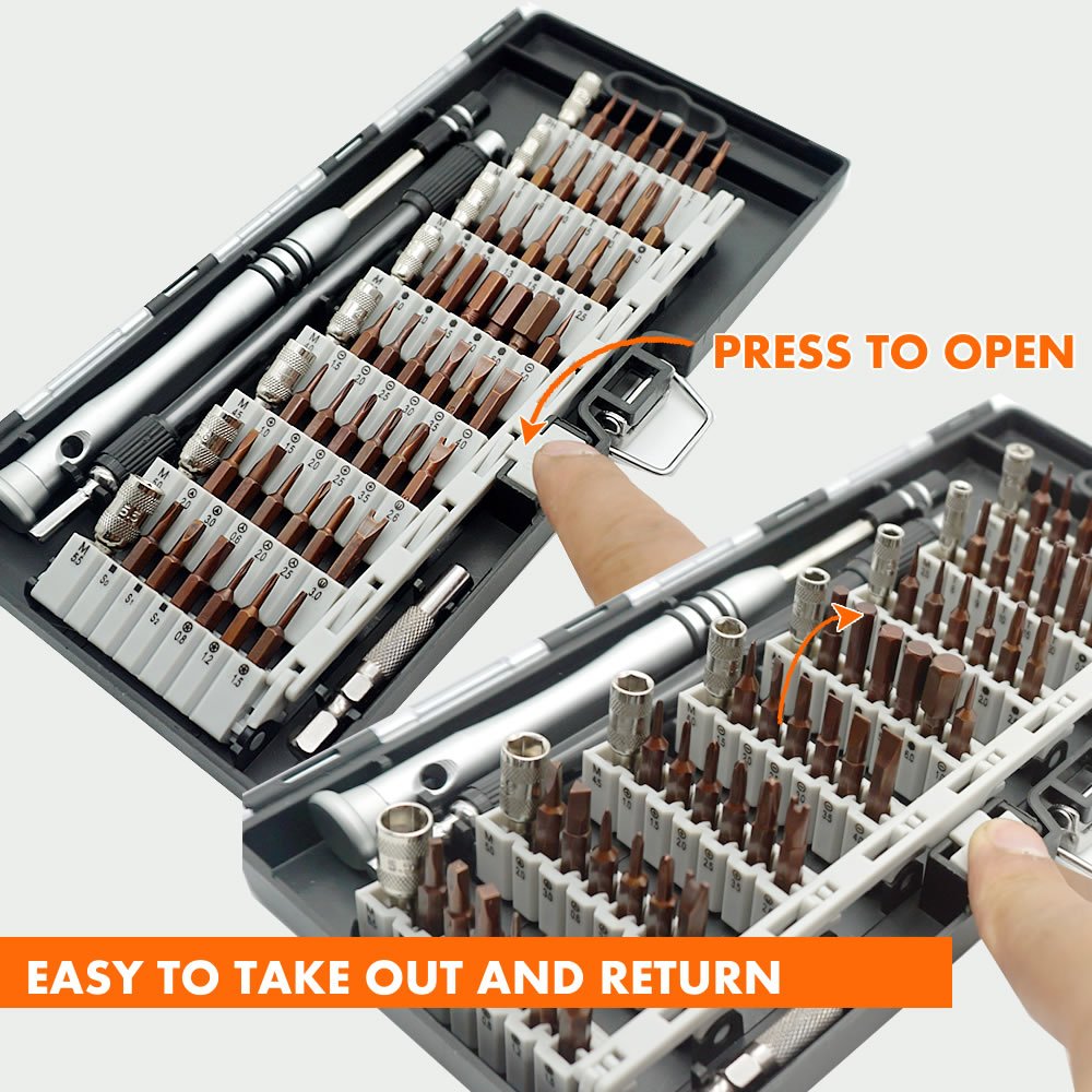 TECKMAN Precision Screwdriver Set, 64 in 1 Small Torx Phillips Pentalobe Tripoint Screwdriver Magnetic Bit Set for iPhone 8,7,Macbook,Xbox,PS3,PS4,Eyeglasses &Watches, Electronics Repair Tool Kit