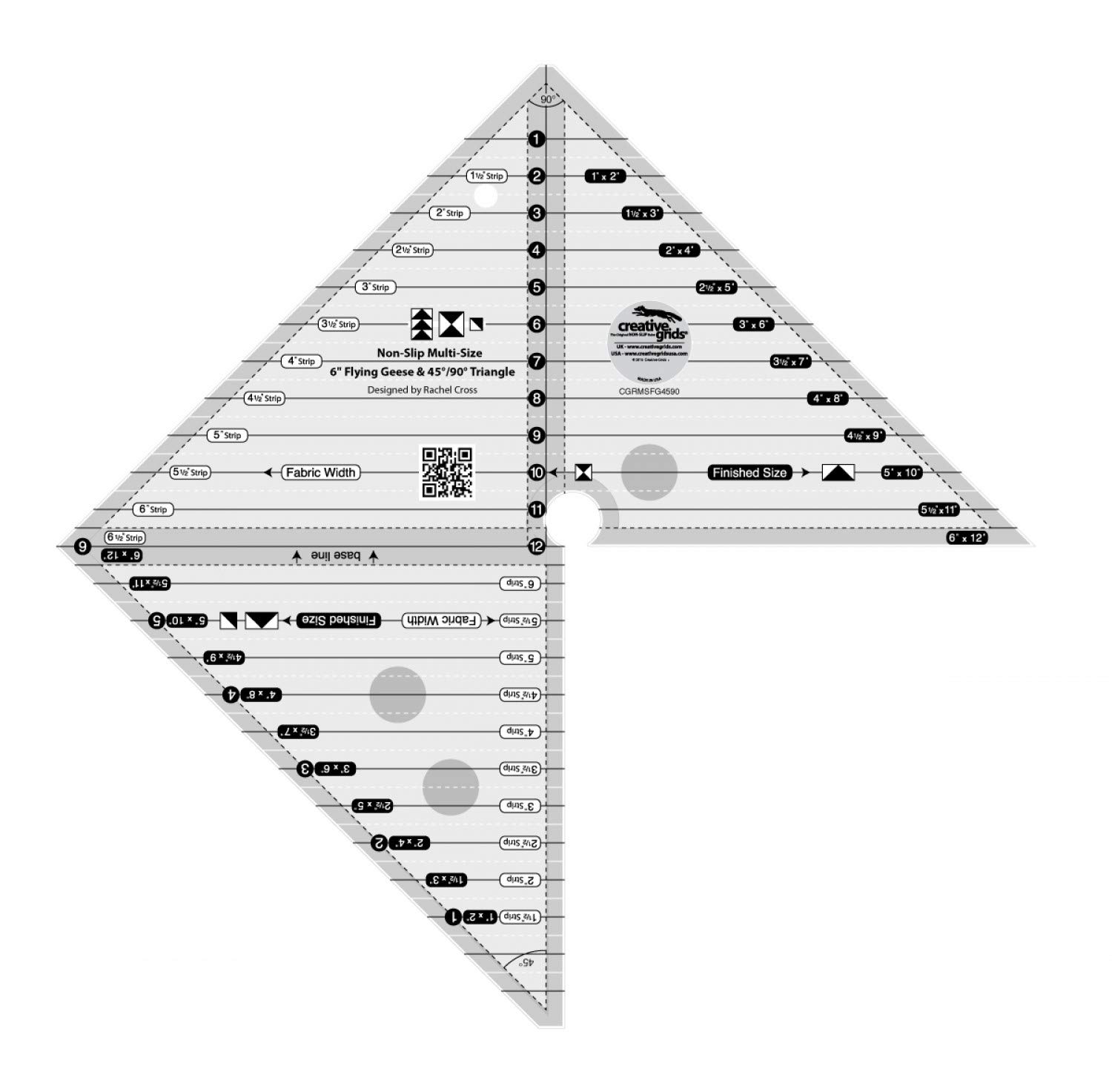 Creative Grids Multi Size 6 Flying Geese & 45 Degree & 90 Degree Triangle by Creative Grids