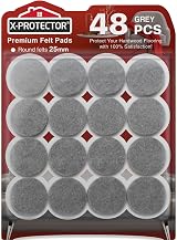 X-Protector Chair Pads 48 Pcs Felt Furniture Floor Protectors 25mm