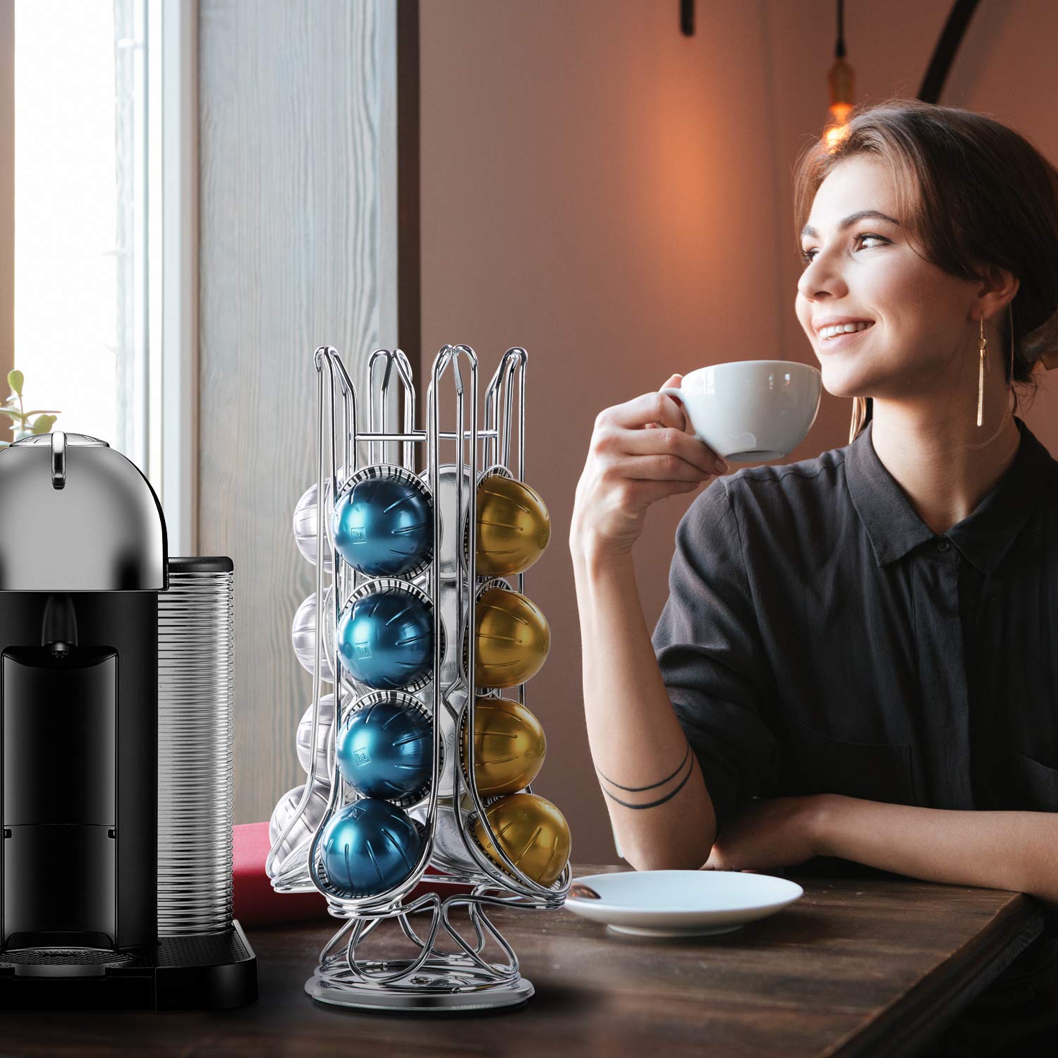 Flagship Revolving Coffee Pod Holder for Nespresso Vertuoline (20 Pods