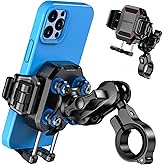 BRCOVAN Anti-Theft Motorcycle Phone Mount with Vibration Dampener, [1s Lock] [Camera Friendly] Handlebar Cellphone Holder for Bike Bicycle Scooter ATV, Adjustable Size Fit 5.4-7.2" Smartphone
