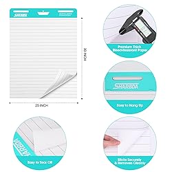 SHARBDA Lined Sticky Easel Pad, 25 in x 30 in,Flip