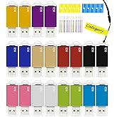 8GB USB Flash Drive 20 Pack Nicepicten FAT32 USB Thumb Drive Memory Stick Jump Zip Drive USB 2.0 Flash Drives 8GB with Lanyard & Label (Mixcolor)