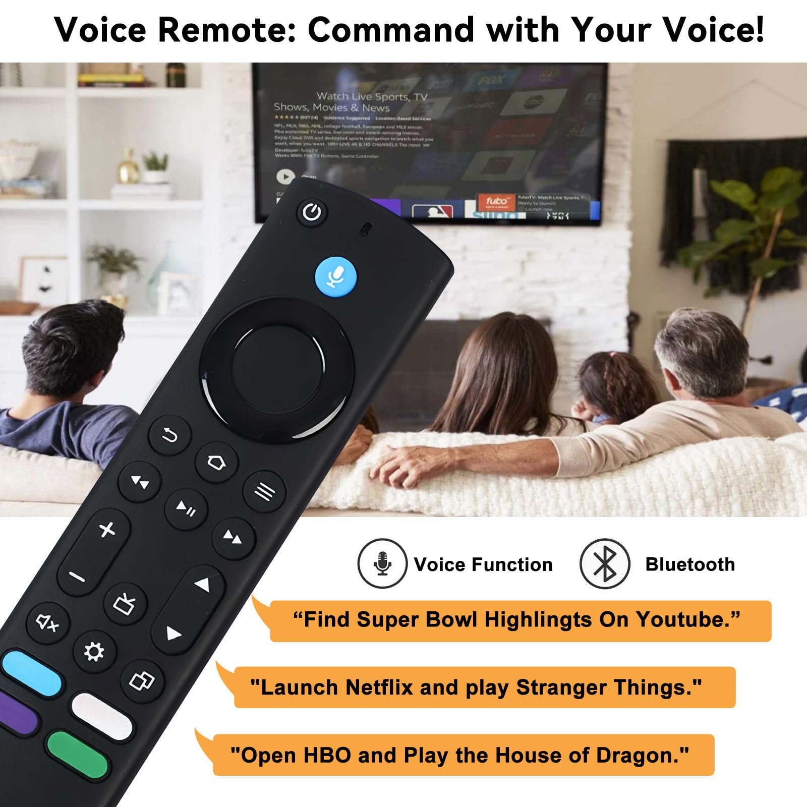 OROSAUR Voice Remote Control Replacement for Fire Smart Tv(Toshiba, Insignia, AMZ Onmi, Pioneer), Compatible for Tv Stick(4K, 2nd Gen, 3rd Gen, Life), for AMZ Smart Tv Cube