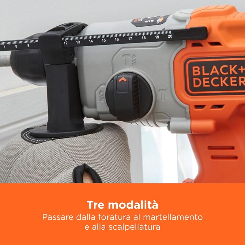 Trapano a percussione SDS-Plus a batteria da 18 V, energia d'urto 1,2 J, 3 modalità, include punta per calcestruzzo da 6 mm e scatola del kit, BCD900B-XJ