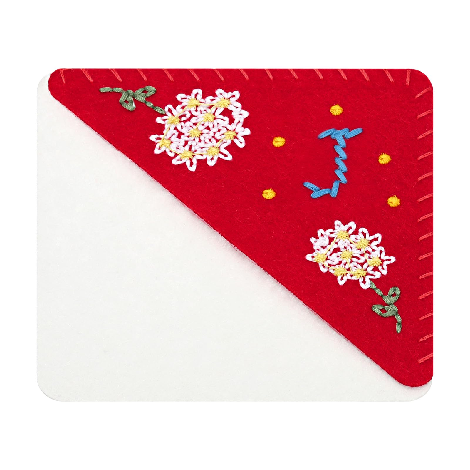 PATIKIL Personalized Embroidered Corner Bookmark, Flower Felt Stitched Triangle Book Mark Hand Floral Page Marker for Women Men Reading Lovers Teachers DIY, Red, Letter j