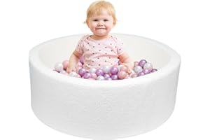 IAGBIBUI Ball Pit for Toddlers, 35.4"x 11.8" Baby Foam Soft Round Ball Pits for Indoor Outdoor Playpen, Ideal Gift for Kids Children, Balls Not Included (Sherpa White)