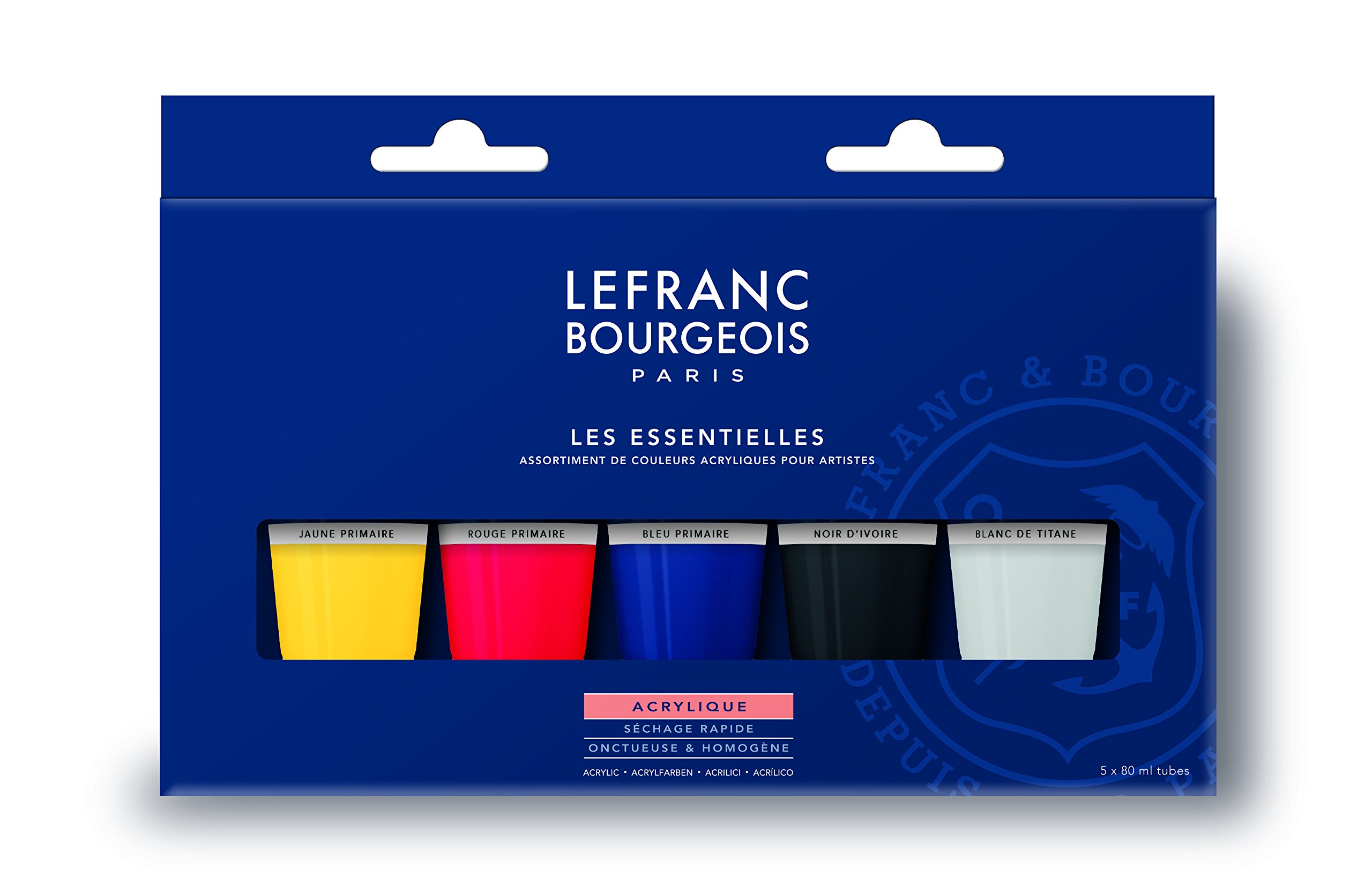 Lefranc Bourgeois 300684 fine Acrylic Paint, Highly pigmented, Good Coverage, Creamy homogeneous Texture, Age-Resistant, Non-Fading, Acrylic Paint Set - 5 Colours Set of 80 ml Tubes