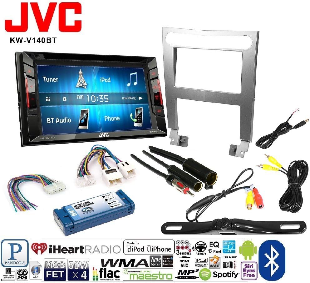 JVC KW-V140BT Replaces JVC KW-V130BT Double Din BT in-Dash Car Radio Stereo Silver 2 Din Dash Kit Wire Harness for 2004-2006 Nissan Maxima PAC ROEM-NIS2 System Interface Kit