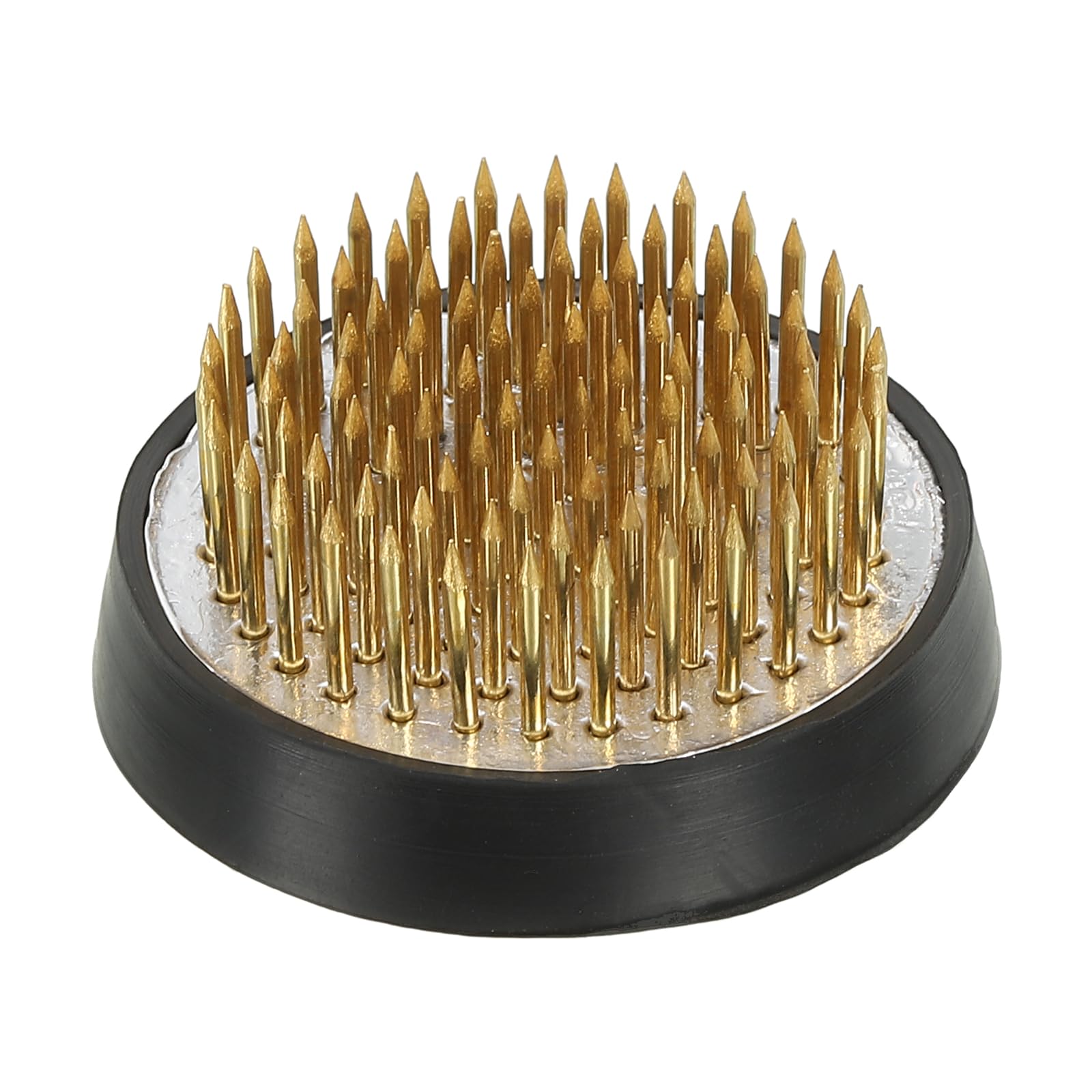 PATIKIL 1.7" Flower Frogs Ikebana Kenzan, Flower Arranger Tool Brass Floral Frog Pin Holder for Vase Flower Arrangement, Gold Tone