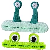 Rthjsfj 2 Pack Face Wash Headbands Spa Headband Snail and Frog Hair Bands Cartoon Cute Coral Fleece Elastic Headbands for Women Washing Face Skincare Makeup Shower Sports