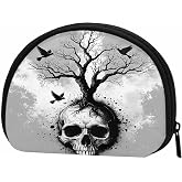 IBILIU Small Coin Purse Creative Skull Black Eagle Tree Mini Wallet Coin Pouch Change Purse For Women Men