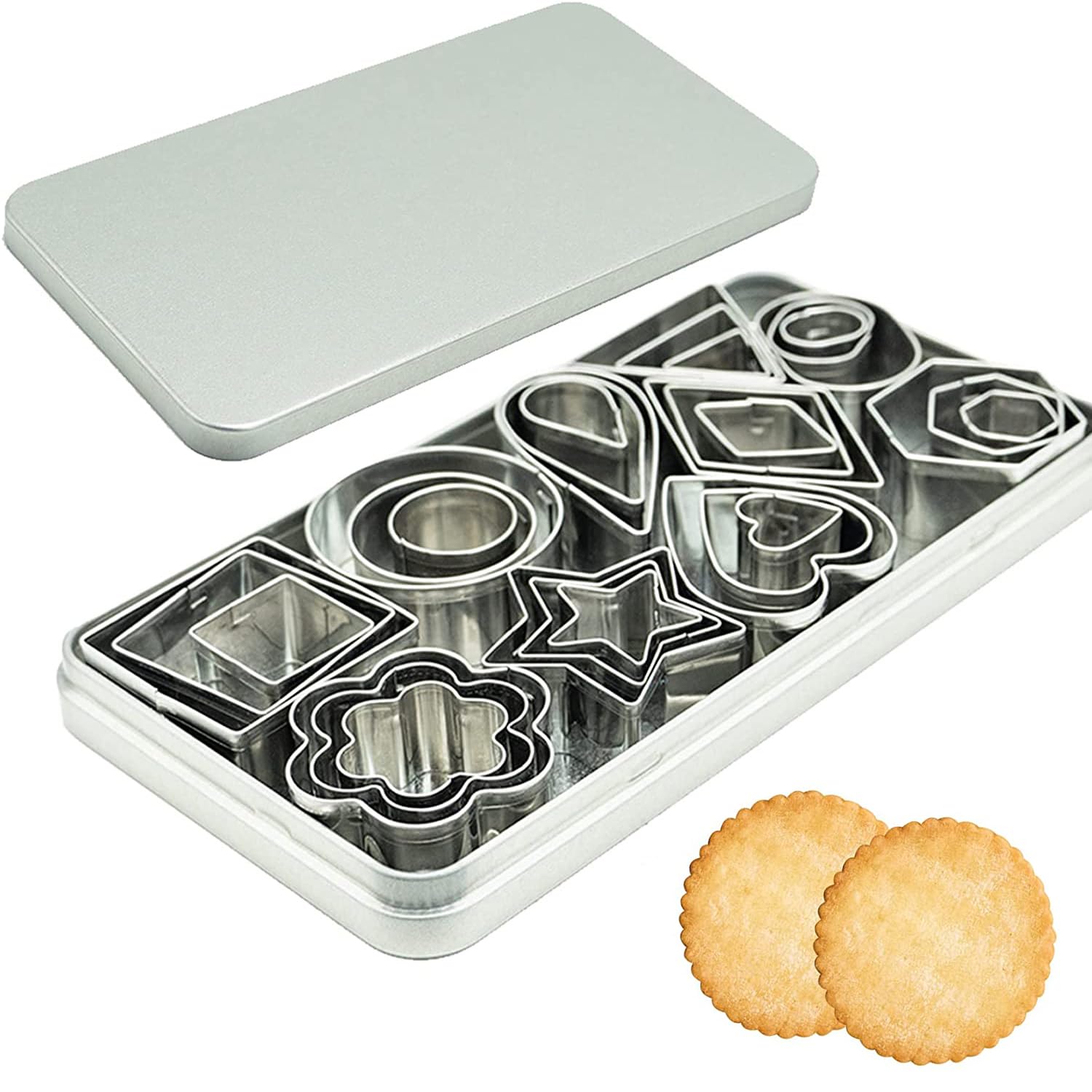 Senshuomy Mini Cookie Cutter Set,Biscuit Cutters,Shapes Cutter,Heart Cookie Cutters Set-10 Styles in 3 Sizes, Ideal for Cutting Polymer Clay, Pastry Dough, Pie Crust, and Fruits