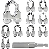 HEVERP 10Pcs M6 1/4 Inches Stainless Steel Wire Rope Clips Cable Clamp