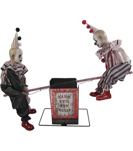 Seasonal Visions Animated Cagey The Clown – 7-Foot Scary Halloween Decoration With Cage & Sound Effects