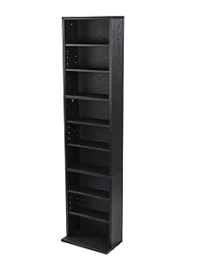 Atlantic Herrin Adjustable Media Cabinet - Holds 261CD, 114DV, 132 Blu-Ray/Games PN74736250 in Textured Ebony