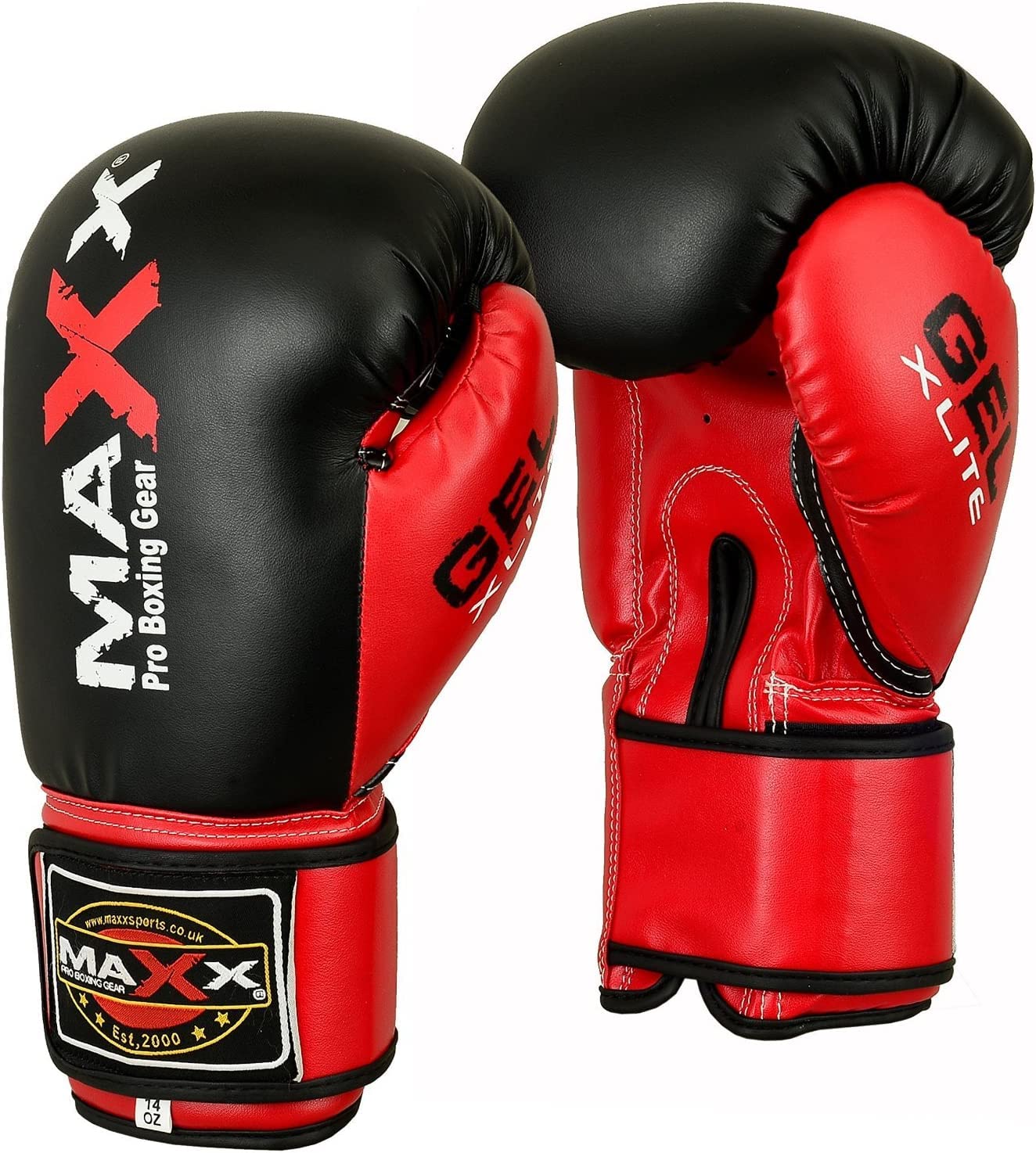 MAXX Boxing Gloves Men Women Adult Sizes With Adjustable Strap Best for Boxings Mma Training Equipment, Training Gloves for Ladies, Girl and Punching, Sparring for Muay Thai (8OZ, Black Red)
