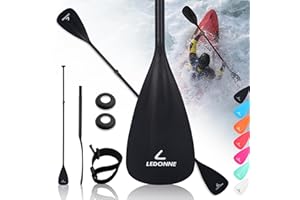 LEDONNE SUP Paddle 4-Piece Adjustable Kayak Paddle Floating Lightweight Paddle Board Oar with Aluminum Alloy Shaft and 2 Nylon Blades Best Price Based on Our 3 Million Sets Per Year 500 bought monthly