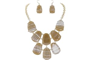 Firstmeet Chunky Bubble Statement Collar Necklace with Earrings for Women