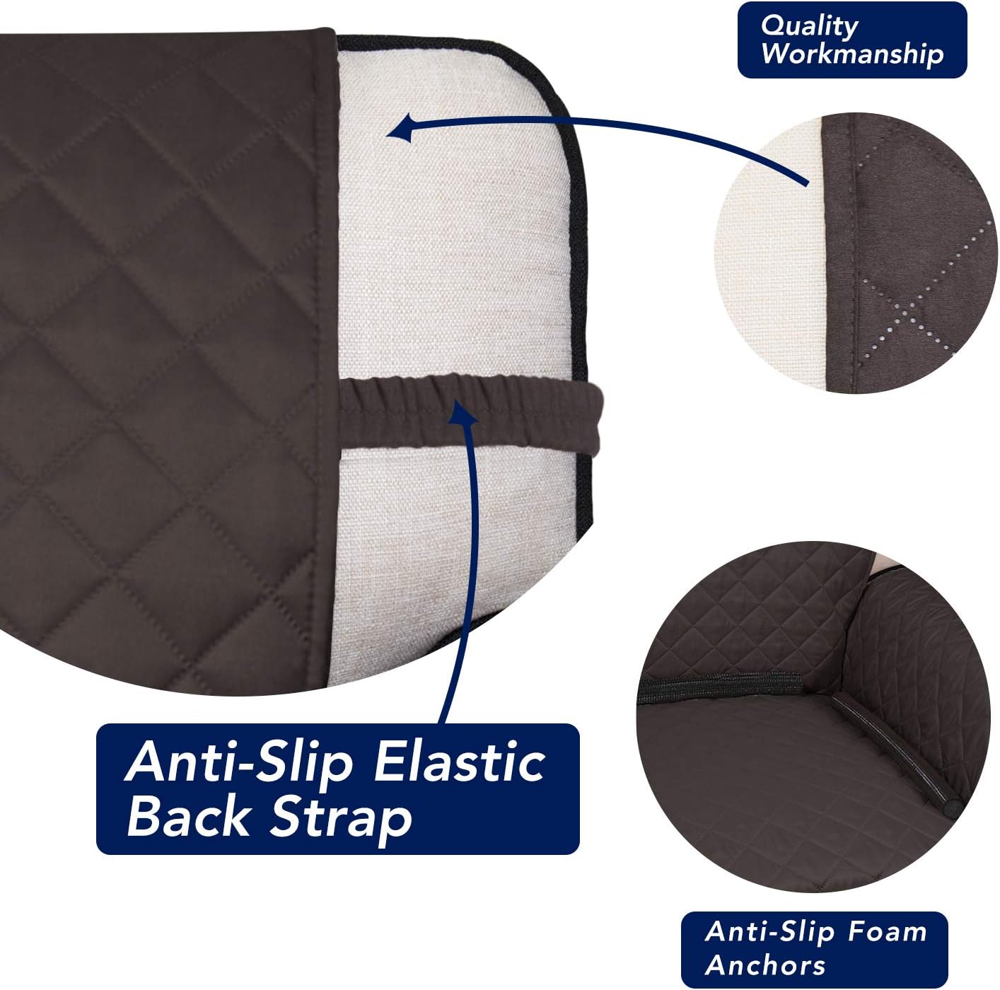 PureFit Reversible Quilted Sofa Cover, Water Resistant Slipcover Furniture Protector, Washable Couch Cover with Non Slip Foam and Elastic Straps for Kids, Dogs, Pets (Oversized Sofa, Chocolate/Beige): Kitchen & Dining