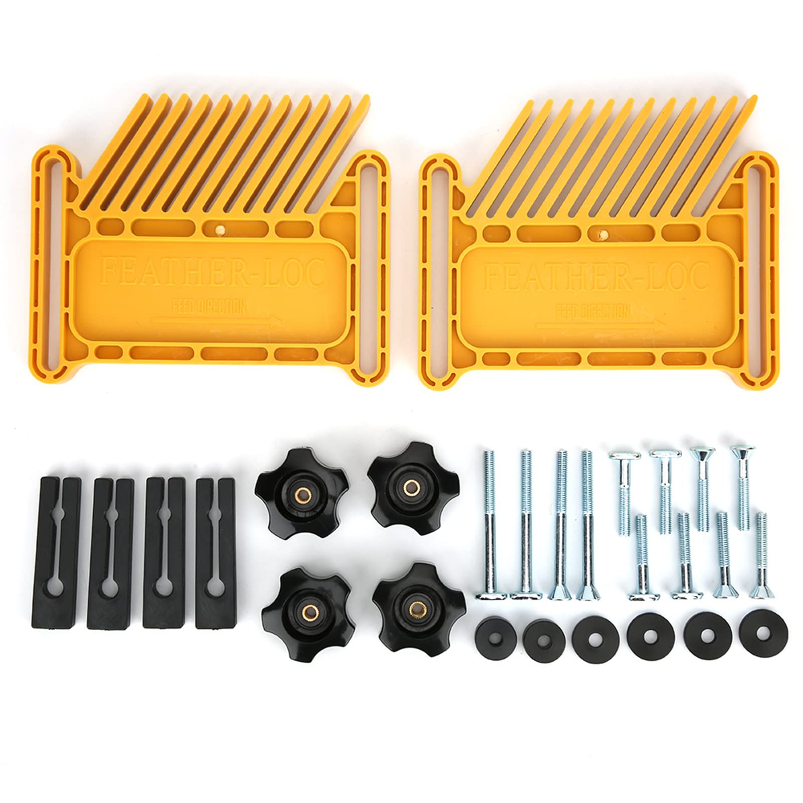 Professional 2-Piece Woodworking Featherboard Set for Router Table and Table Saw - Safety Aid Kit, Yellow Carpentry Accessory for Woodworkers