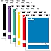 Yeplan Top Spiral Notebook 6x9 6 Pack, Steno Pads Spiral Notebooks with Gregg Ruled White Paper, Notebooks & Writing Pads for School, College, Work, Office, Home, 60 Sheets, 6 Assorted Colors