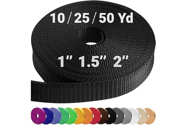 TECEUM 1"& 1.5"& 2" Webbing – 10 25 50 Yards – 40+ Colors – Heavy Duty 1 Inch 1.5 Inch 2 Inch Webbing for Climbing Outdoors I