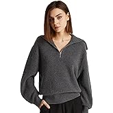 GreenMount Women's Zipper Cashmere Lapel Pullover Sweater Soft and Warm Long Sleeves for Women