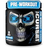JNX SPORTS The Curse! Pre Workout Powder for Men & Women, Caffeine, Beta-Alanine, Creatine, L-Citrulline, 50 Servings, Blue Raspberry Flavor – Boost Energy, Strength & Focus