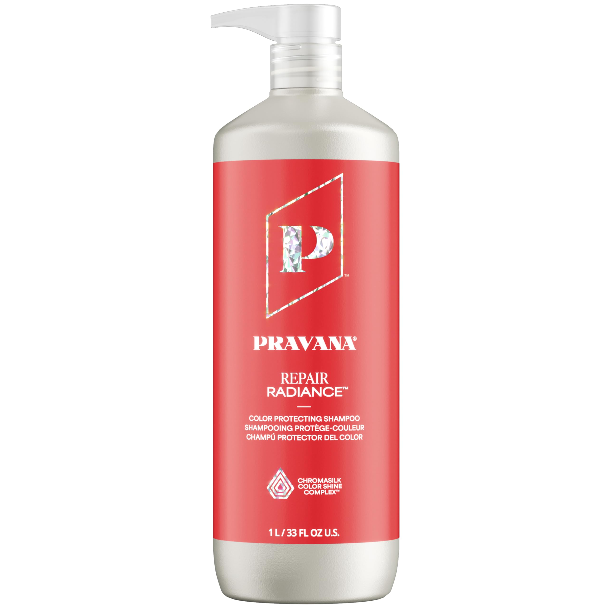Pravana Repair Radiance Shampoo | Restores & Nourishes | For Damaged, Color-Treated Hair | Reduces Breakage & Split Ends | Chromasilk Enhances Shine & Protection | Paraben & Sulfate Free | 33 Fl Oz Image