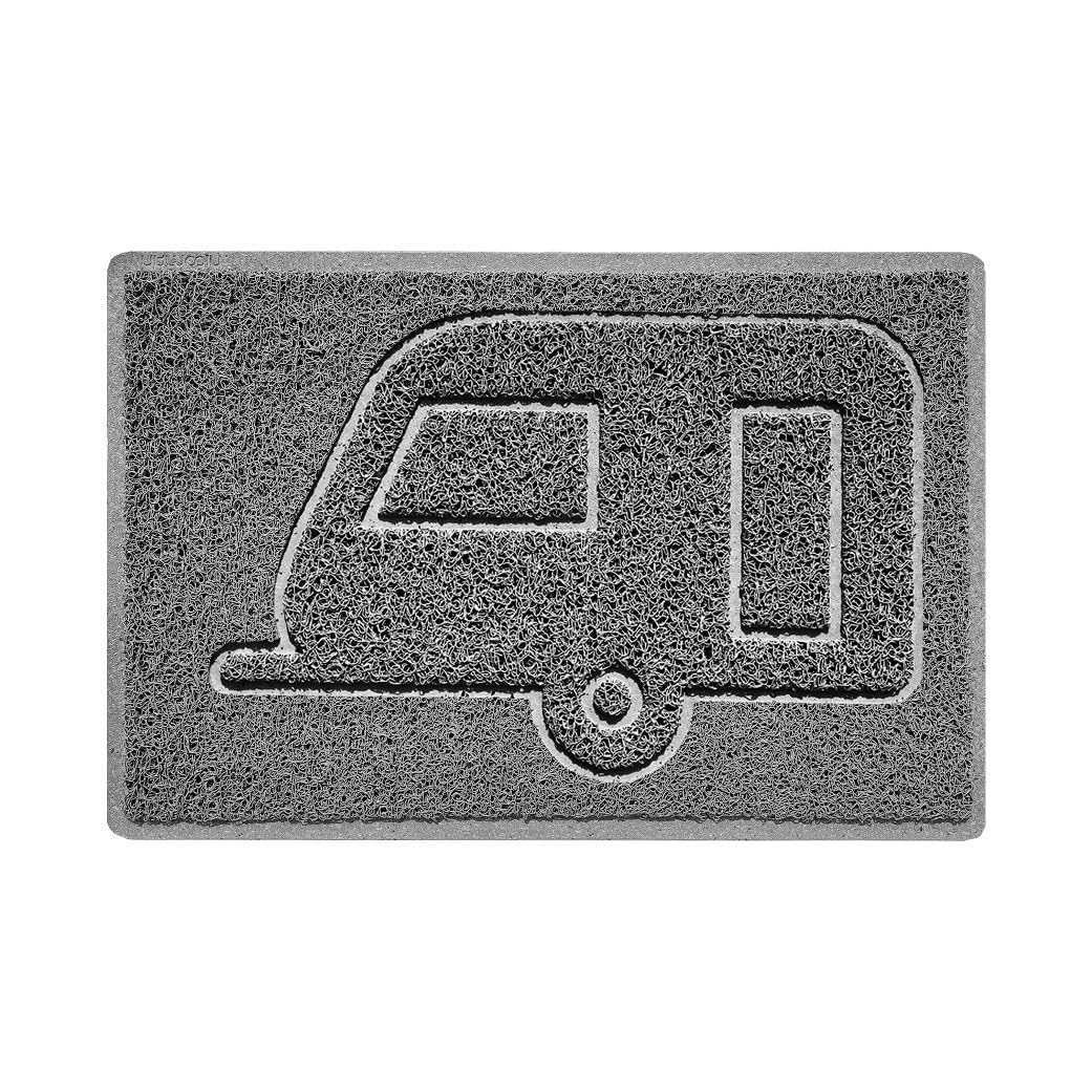 Nicoman CARAVAN Embossed Shape Door Mat Dirt-Trapper Jet-Washable Doormat-(Use Outdoor ONLY)- (60x40cm/23.6x15.7inches, Small) Grey