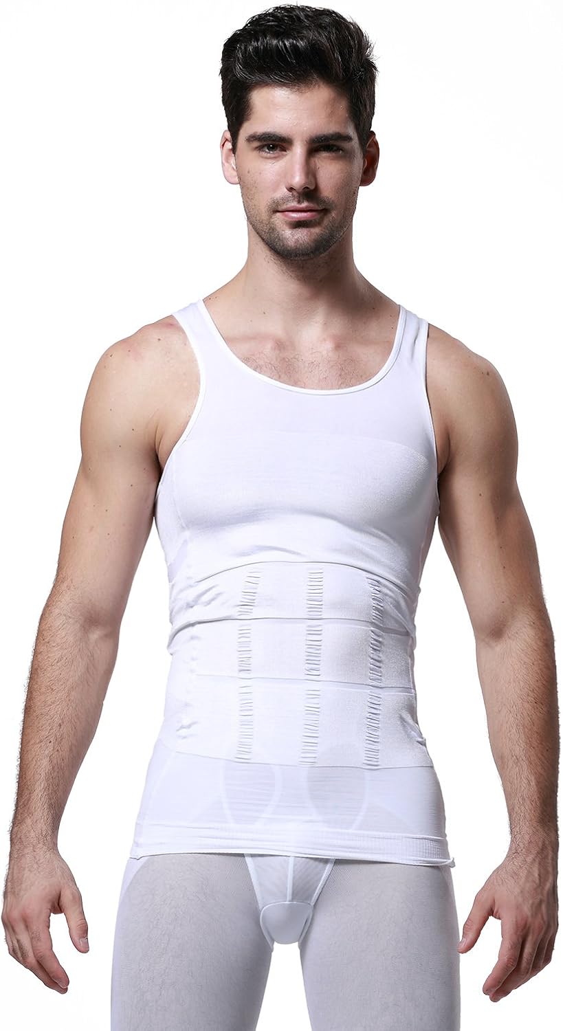 GKVK Mens Slimming Body Shaper Vest Shirt Abs Abdomen Slim at  Men’s Clothing store