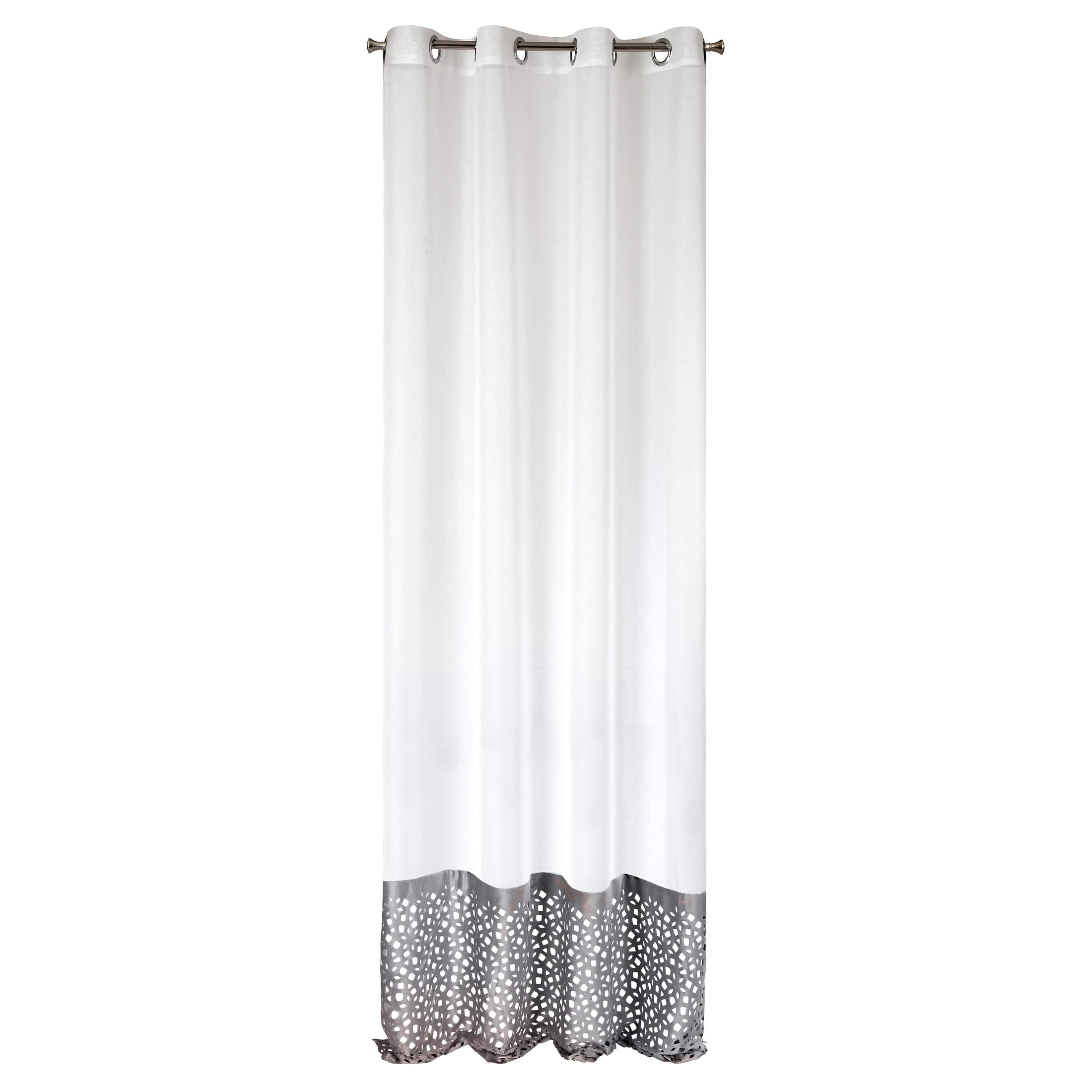 Eurofirany curtain, smooth, transparent eyelets, 140 x 250 cm, curtains, transparent, elegant,, glamour, bedroom, living room, lounge, white + silver.