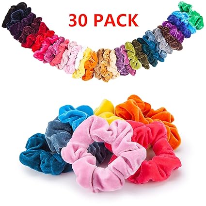 30 Pcs Velvet Hair Scrunchies For Girls Colorful Cute Hair Ties