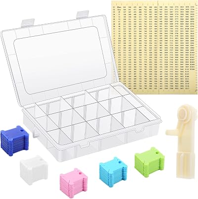 Lanjue 150 Pcs Embroidery Thread Organiser Set with Bobbin Winder & Stickers
