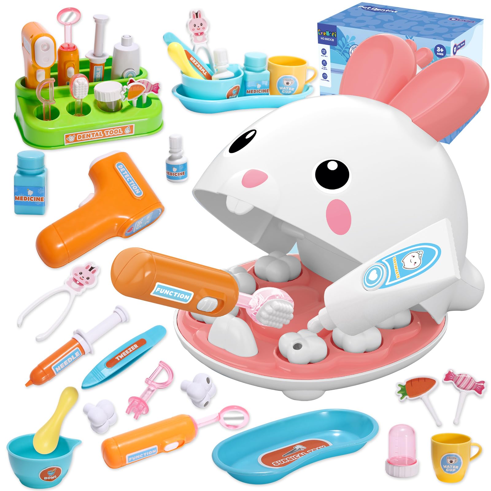 Photo 1 of Crelloci Dentist Kit Pretend Play Set, 31PCS Teeth Dental Tools Medical Accessories, Pet Doctor Role Play Toys Playset, Educational Gift for Kids Toddlers Girls Ages 3+