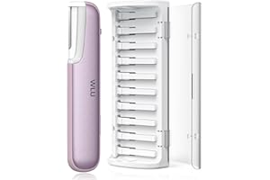 WLU Dermaplaning Tool for Women Face - Edge Technology Sonic Dermaplane Razor for Facial Exfoliation & Peach Fuzz Hair Removal with 10 Refill Blades (Purple)