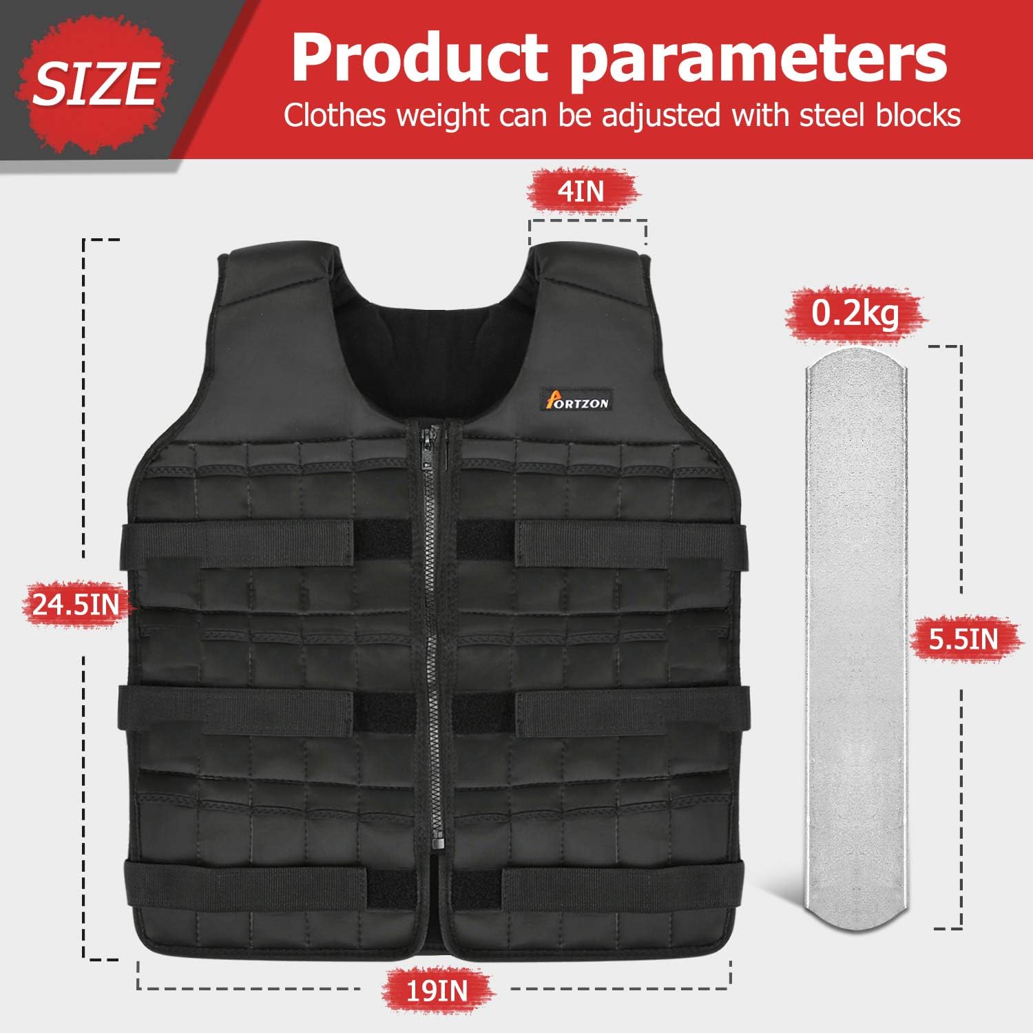 portzon adjustable weighted vest