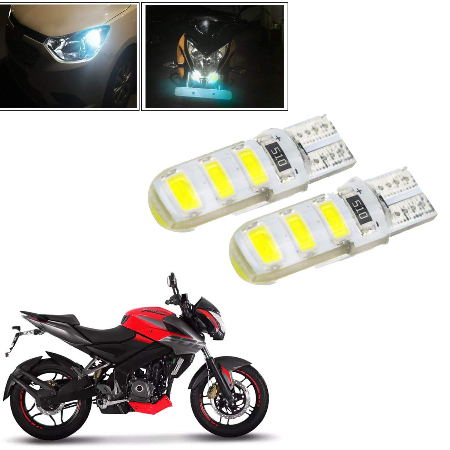 Vagary 6 Led Smd White Motorcycle Bikes Parking Light Pilot Lamp Bulbs For Bajaj Pulsar Ns 0 Amazon In Car Motorbike