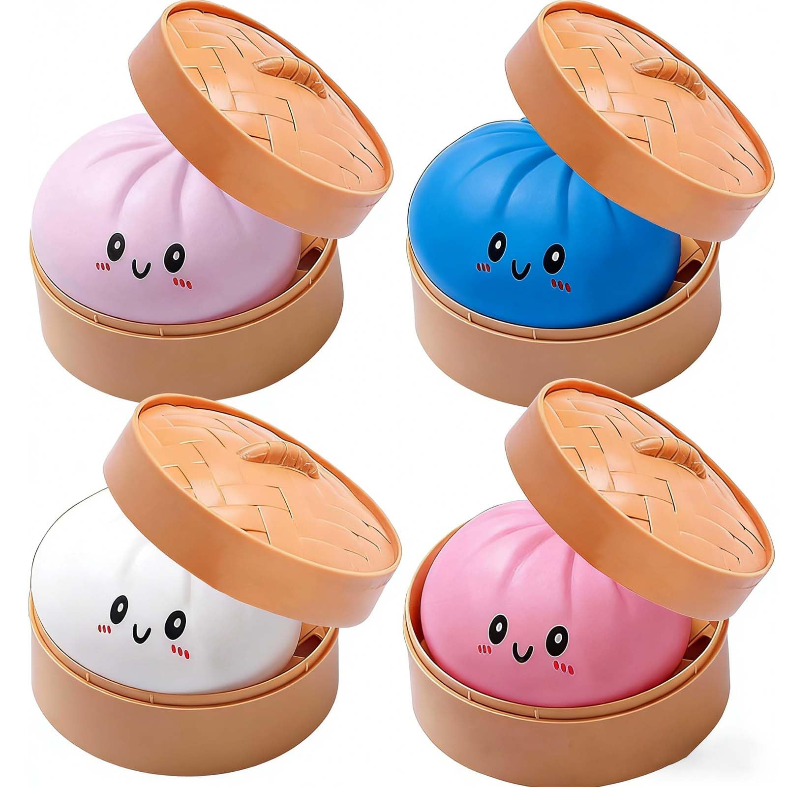 Giant Dumpling Squishy Toys, 4Pcs Mystery Squishy Dumpling Toy, Soft Slow Rising Balls Anxiety Relief Fidget Toys, Cute Squishies Dumplings Stress Sensory Toy Easter Gift for Kids & Adults