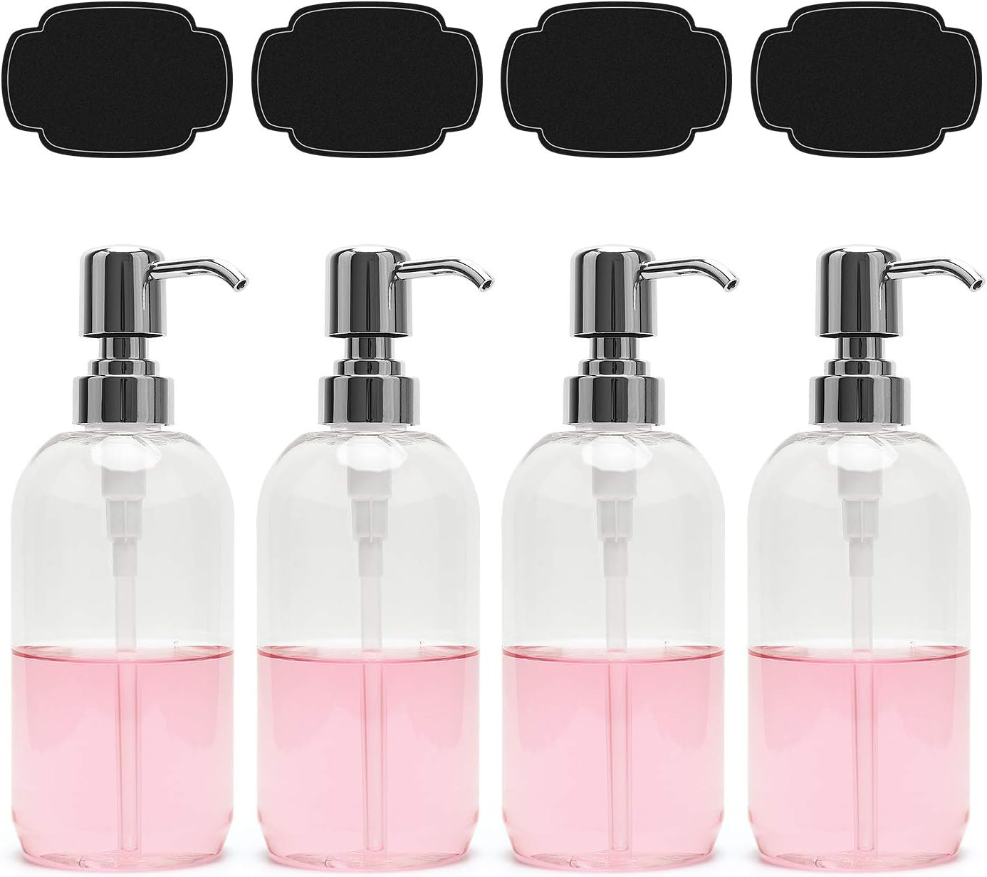 Hand Soap Dispensers 16oz 4 Pack ULG BPA Free Plastic Clear Empty