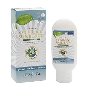 3rd Rock Sunblock (1 Pack) Natural Organic Zinc Sunscreen/SPF 35+ / UNSCENTED/Chemical Free Lotion with Moisturizer