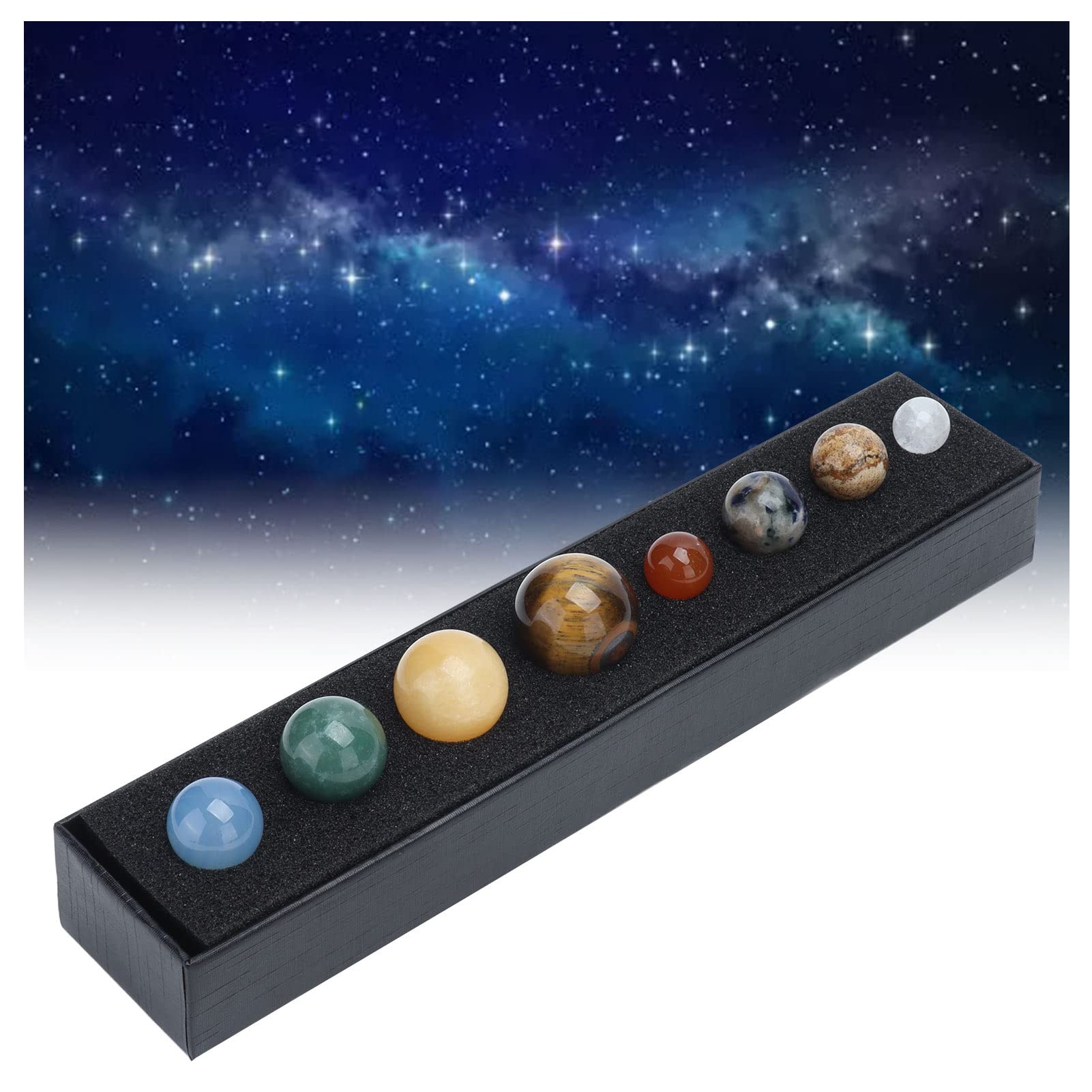 Photo 1 of DEWIN 8 Planets Solar System Desk Decor - Home Desktop Sphere Galactic Planets Decoration for Healing Meditation, Healing Crystal Gemstones Ball Set Celestial Creative Gift Crystals Home Office Desk