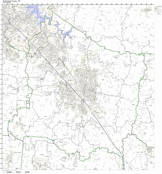 Rutherford County, Tennessee TN ZIP Code Map Not Laminated