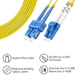 Fibergaga-5Pack OS2 LC to SC Fiber Patch Cable, SMF